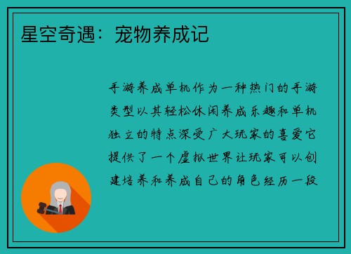 星空奇遇：宠物养成记